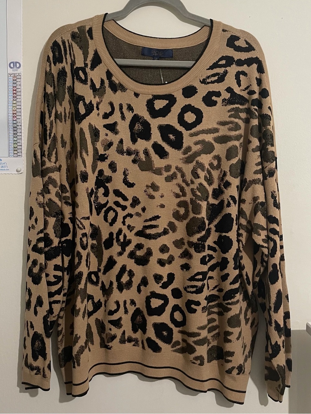 NWT! RACHEL Rachel Roy Tan Leopard Print Crewneck Sweater Size 3X